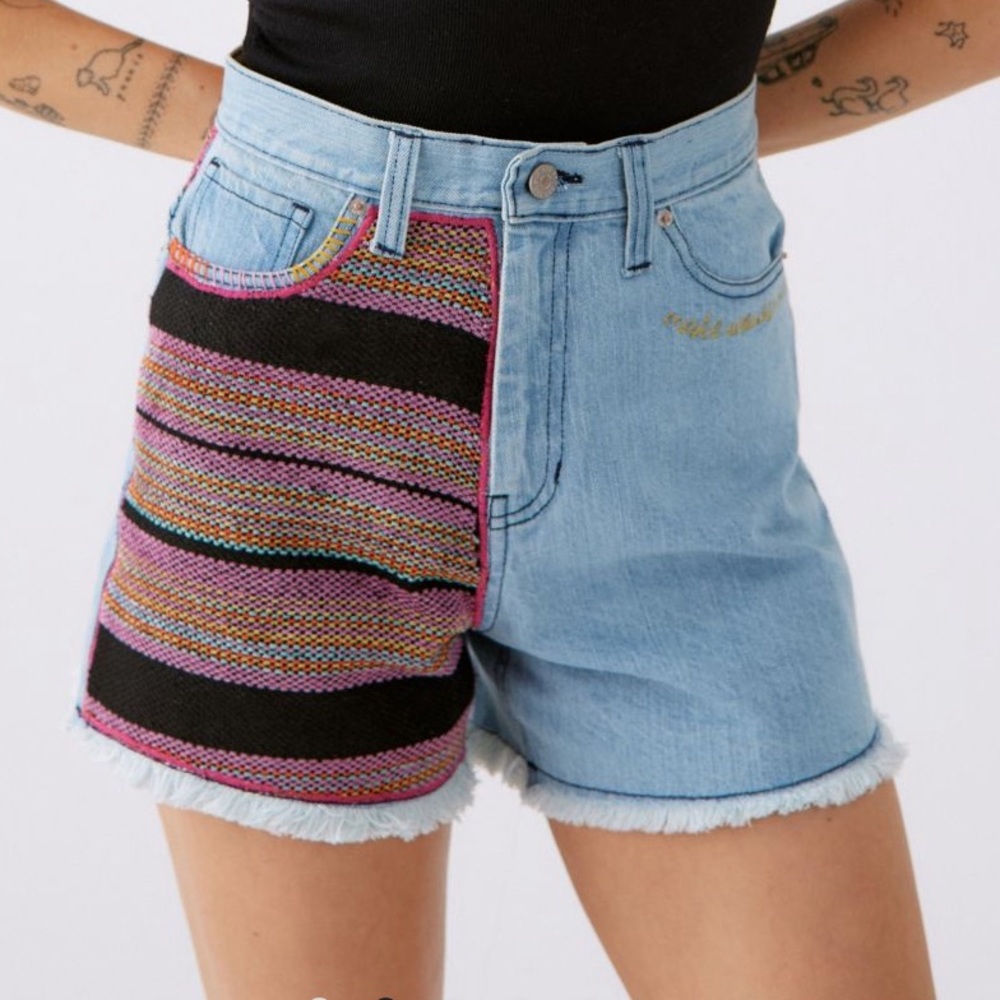BDG A-Line Cutoff Denim Short — Blanket Patchwork